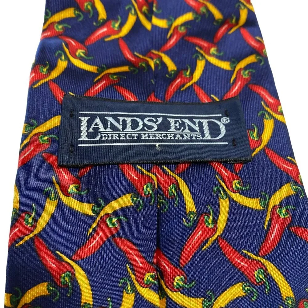 Lands‎ End Mens Hot Chili Peppers Necktie Novelty Whimsy Career Office Business